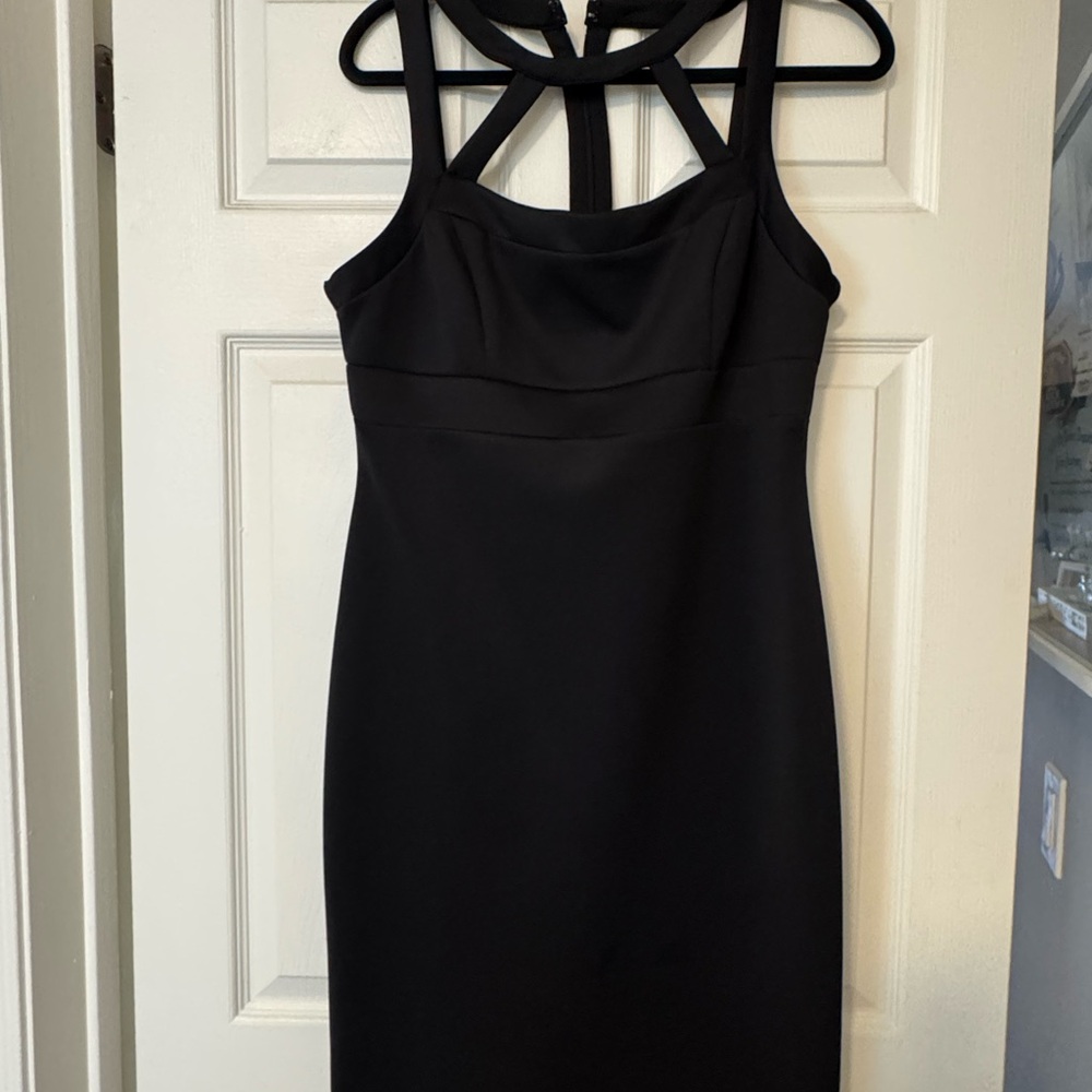 Jessica Simpson Black Halter Sheath Midi Dress